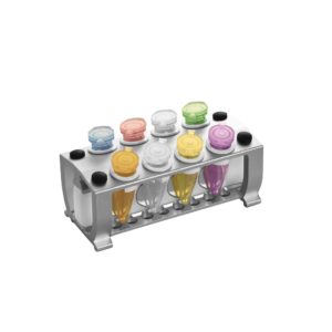 mtc bio magnetic bead separation rack, reversible, for 1.5/2ml microtubes or 0.1/0.2ml pcr tubes, 8×microtubes or 16×pcr tubes, with magnet sleeve and microtube height adjustment rings