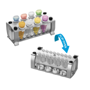 mtc bio magnetic bead separation rack, reversible, for 1.5/2ml microtubes or 0.1/0.2ml pcr tubes, 8×microtubes or 16×pcr tubes, with magnet sleeve and microtube height adjustment rings